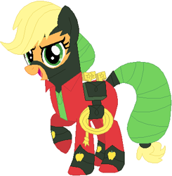 Size: 378x386 | Tagged: safe, artist:ra1nb0wk1tty, applejack, mistress marevelous, earth pony, pony, female, looking at you, mare, open mouth, power ponies, solo