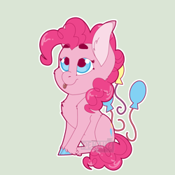 Size: 3300x3300 | Tagged: safe, artist:denahzi, pinkie pie, earth pony, pony, chibi, solo, tongue out