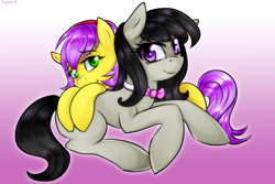 Size: 3000x2000 | Tagged: safe, artist:twigileia, octavia melody, oc, oc:lavender harmony, earth pony, pony, canon x oc, cuddling, cute, female, lesbian, shipping, snuggling