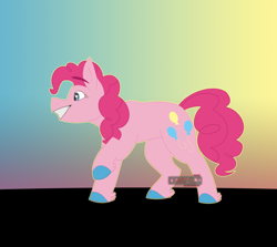 Size: 4200x3750 | Tagged: safe, artist:denahzi, pinkie pie, earth pony, pony, grin, raised hoof, smiling, solo