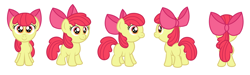 Size: 1024x308 | Tagged: safe, artist:aleximusprime, apple bloom, earth pony, apple bloom's bow, female, filly, hair bow, red mane, yellow coat