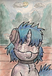 Size: 734x1072 | Tagged: safe, artist:slightlyshade, dj pon-3, vinyl scratch, pony, unicorn, headphones, music, night, solo, traditional art