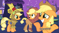 Size: 1920x1080 | Tagged: safe, applejack, earth pony, pony, luna eclipsed, scare master, animal costume, applelion, clothes, costume, nightmare night, nightmare night costume, scarecrow, the wizard of oz