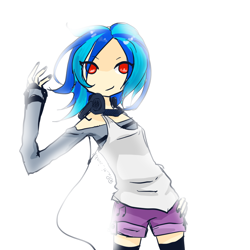 Size: 1000x1000 | Tagged: safe, artist:amara-san, dj pon-3, vinyl scratch, human, headphones, humanized, pixiv, solo