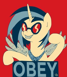 Size: 1787x2048 | Tagged: safe, artist:aimihanibal, dj pon-3, vinyl scratch, pony, unicorn, 30 minute art challenge, obey, princess, princess pon-3, shepard fairey, solo