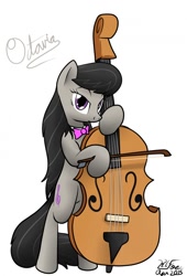 Size: 870x1280 | Tagged: safe, artist:the-furry-railfan, octavia melody, earth pony, pony, bowtie, cello, looking at you, musical instrument, musician, signature, simple background, solo, white background