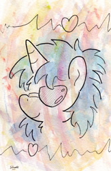 Size: 664x1016 | Tagged: safe, artist:slightlyshade, dj pon-3, vinyl scratch, pony, unicorn, solo, sunglasses, traditional art