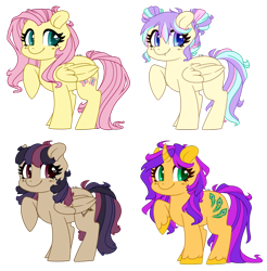 Size: 1024x1041 | Tagged: safe, artist:sk-ree, fluttershy, oc, pegasus, pony, unicorn, female, mare, raised hoof, simple background, transparent background