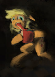 Size: 1280x1786 | Tagged: safe, artist:francisco goya, artist:hecc95, applejack, earth pony, pony, apple, eating, fine art parody, food, francisco goya, saturn devouring his son, solo