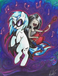 Size: 574x750 | Tagged: safe, artist:lizspit, dj pon-3, vinyl scratch, pony, unicorn, adventure time, crossover, marceline