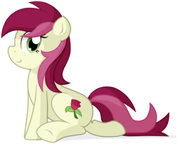 Size: 2810x2280 | Tagged: safe, artist:furrgroup, roseluck, cute, looking at you, simple background, sitting, smiling, solo, underhoof, white background