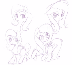 Size: 3069x2760 | Tagged: safe, artist:kawaiipony2, fluttershy, pegasus, pony, female, mare, monochrome, sketch, sketch dump, solo