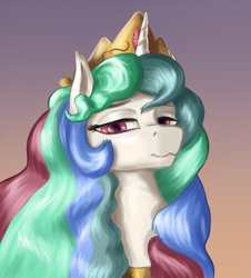 Size: 1245x1378 | Tagged: safe, artist:dukevonkessel, princess celestia, alicorn, pony, :3, bust, crown, female, jewelry, looking at you, mare, portrait, regalia, smiling, solo