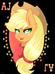 Size: 1500x2000 | Tagged: safe, artist:ciderpunk, applejack, earth pony, pony, bandana, bust, portrait, solo