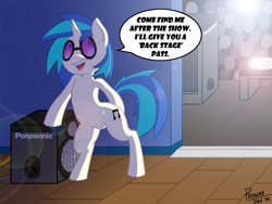 Size: 1200x900 | Tagged: safe, artist:paoguu, dj pon-3, vinyl scratch, pony, unicorn, bipedal, female, implied anal, implied sex, innuendo, mare, product placement, solo