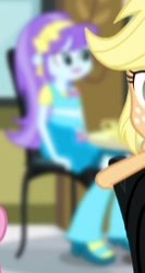 Size: 134x252 | Tagged: safe, screencap, applejack, aqua blossom, equestria girls, rainbow rocks, blurry, boots, cropped, freckles, high heel boots