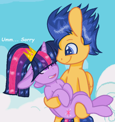 Size: 571x606 | Tagged: safe, artist:xxkalaxzyxx, flash sentry, twilight sparkle, pony, bridal carry, crown, eye clipping through hair, female, flashlight, floppy ears, holding a pony, jewelry, male, regalia, shipping, straight