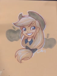 Size: 2448x3264 | Tagged: safe, artist:amy mebberson, applejack, equestria girls, smiling, traditional art, watercolor painting, wondercon 2017