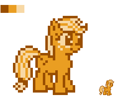 Size: 243x198 | Tagged: safe, artist:zharkaer, applejack, earth pony, pony, female, hatless, limited palette, mare, missing accessory, nintendo entertainment system, pixel art, simple background, solo, sprite, transparent background