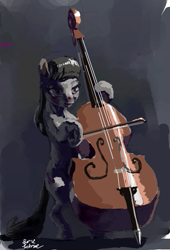 Size: 345x508 | Tagged: safe, octavia melody, earth pony, pony, bipedal, cello, flockmod, musical instrument, traditional art