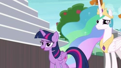 Size: 1920x1080 | Tagged: safe, screencap, princess celestia, twilight sparkle, twilight sparkle (alicorn), alicorn, pony, 2 4 6 greaaat, hat