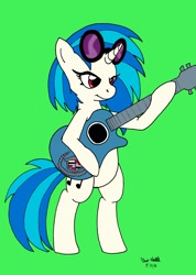 Size: 1172x1648 | Tagged: safe, artist:thekitfox, dj pon-3, vinyl scratch, pony, unicorn, acoustic guitar, glasses, guitar