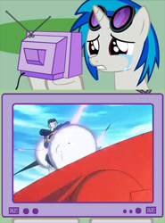 Size: 564x761 | Tagged: safe, dj pon-3, vinyl scratch, pony, unicorn, g1, blaster (autobot), crying, death, exploitable meme, explosion, meme, obligatory pony, soundscratch, soundwave, transformers, transformers the headmasters, tv meme