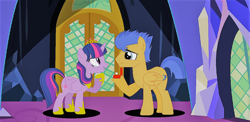 Size: 1024x499 | Tagged: safe, artist:davidtomi, flash sentry, twilight sparkle, twilight sparkle (alicorn), alicorn, pegasus, pony, crying, female, flashlight, male, marriage proposal, ring, shipping, smiling, straight, tears of joy