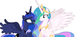 Size: 10000x5050 | Tagged: safe, artist:chrzanek97, artist:dashiesparkle, princess celestia, princess luna, alicorn, pony, a royal problem, .svg available, absurd resolution, cutie mark, royal sisters, simple background, transparent background, vector