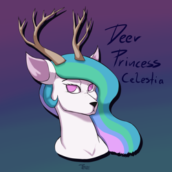 Size: 4000x4000 | Tagged: safe, artist:r5on11c, princess celestia, alicorn, deer, pony, solo