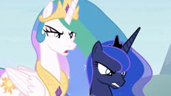 Size: 1920x1080 | Tagged: safe, screencap, princess celestia, princess luna, alicorn, pony, the ending of the end, angry, leak