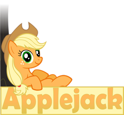 Size: 930x859 | Tagged: safe, artist:zacatron94, applejack, earth pony, pony, banner, simple background, smiling, solo, transparent background