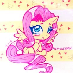 Size: 1000x1000 | Tagged: safe, artist:memokkeen, fluttershy, pegasus, pony, cute, shyabetes, solo