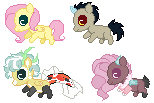 Size: 154x103 | Tagged: safe, artist:sand-yflames, discord, fluttershy, oc, oc:may wisp, oc:mizuchi, hybrid, pegasus, pony, discoshy, female, interspecies offspring, male, offspring, parent:discord, parent:fluttershy, parents:discoshy, picture for breezies, pony discord, shipping, straight