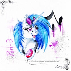 Size: 800x808 | Tagged: safe, artist:donika-schovina, dj pon-3, vinyl scratch, pony, unicorn, headphones, solo, traditional art