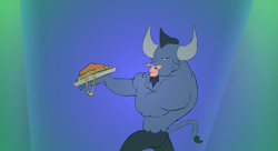 Size: 1919x1047 | Tagged: safe, artist:kanashiipanda, iron will, minotaur, animated at source, solo, spaghetti, youtube link