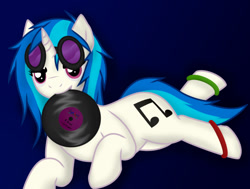 Size: 1197x907 | Tagged: safe, artist:iflysna94, dj pon-3, vinyl scratch, pony, unicorn, mouth hold, record