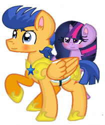 Size: 3363x4000 | Tagged: safe, artist:colourflykawaii, flash sentry, twilight sparkle, alternate hairstyle, female, flashlight, male, raised hoof, shipping, simple background, straight, transparent background