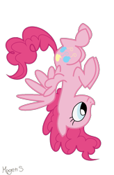 Size: 863x1319 | Tagged: safe, artist:dubsteppegasister, artist:lauren faust, pinkie pie, pegasus, pony, cute, diapinkes, female, flying, hilarious in hindsight, mare, pegasus pinkie pie, pinkie being pinkie, race swap, simple background, smiling, solo, spread wings, transparent background, upside down, wings