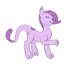 Size: 833x750 | Tagged: safe, artist:carnifex, oc, oc only, oc:lavender, dracony, hybrid, cute, dancing, fangs, interspecies offspring, offspring, older, parent:rarity, parent:spike, parents:sparity, simple background, smiling, solo, white background