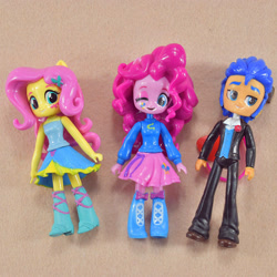 Size: 800x800 | Tagged: safe, flash sentry, fluttershy, pinkie pie, equestria girls, bootleg, boots, clothes, doll, dress, equestria girls minis, legs, shoes, skirt, toy, tuxedo