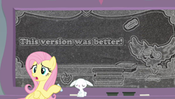 Size: 1600x900 | Tagged: safe, edit, edited screencap, screencap, angel bunny, fluttershy, princess flurry heart, pegasus, pony, school daze, chalkboard, crossing the memes, exploitable meme, flurry art, flutter art, meme, memeception, this version was better, truth