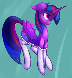 Size: 3371x3687 | Tagged: safe, artist:qweeli, derpibooru import, twilight sparkle, twilight sparkle (alicorn), alicorn, pony, clothes, female, high res, mare, solo, stockings