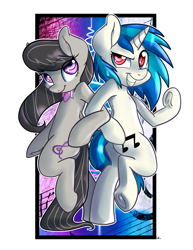 Size: 4655x6024 | Tagged: safe, artist:annakitsun3, dj pon-3, octavia melody, vinyl scratch, earth pony, pony, absurd resolution, backwards cutie mark, cute, scratchtavia, tavibetes, underhoof, vinylbetes