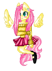 Size: 172x235 | Tagged: safe, artist:chloeprice228, fluttershy, anthro, blushing, clothes, female, floating wings, flying, shy, simple background, solo, transparent background