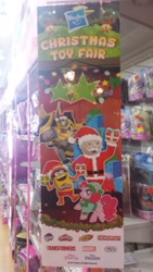 Size: 2322x4128 | Tagged: safe, photographer:horsesplease, pinkie pie, advertisement, bumblebee, christmas, hasbro, holiday, irl, malaysia, mascot, monopoly, photo, play-doh, toys r us, transformers, uncle pennybags