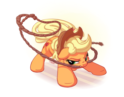 Size: 1400x1100 | Tagged: safe, artist:bobdude0, applejack, earth pony, pony, cowboy hat, cute, female, frown, hat, jackabetes, lasso, mare, mouth hold, rope, serious, serious face, simple background, solo, stetson