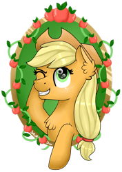 Size: 1024x1446 | Tagged: safe, artist:saturnstar14, applejack, earth pony, pony, apple, bust, chest fluff, ear fluff, female, food, mare, simple background, solo, transparent background