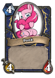 Size: 306x432 | Tagged: safe, artist:no-ink, editor:luxuria, pinkie pie, earth pony, pony, blizzard entertainment, card, hearthpwny, hearthstone, ponk, warcraft