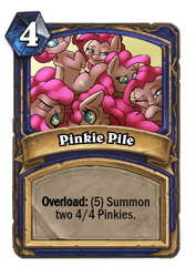 Size: 310x439 | Tagged: safe, artist:captainpudgemuffin, edit, editor:luxuria, pinkie pie, earth pony, pony, blizzard entertainment, card, cropped, hearthpwny, hearthstone, multeity, warcraft